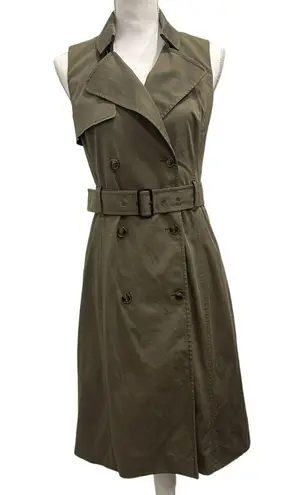 Karen Millen Khaki Green Belted Sleeveless Trench Dress Career Utility Heritage