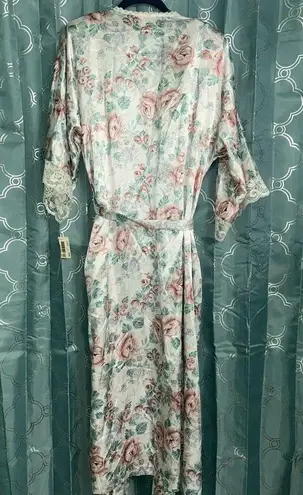 Vintage California Dynasty Long Kimono Robe Womens M Cream Floral Size M