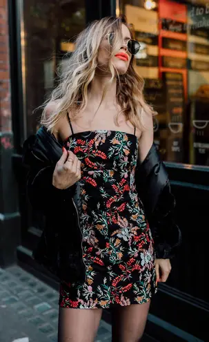 Urban Outfitters Aubrey Embroidered Mini Dress