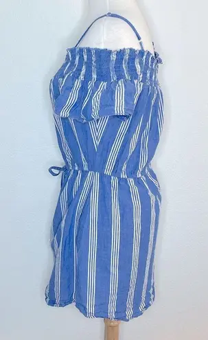 Hint of Blush A Mini Dress Blue white cap sleeves