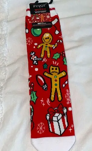 Red Gingerbread Holiday Socks