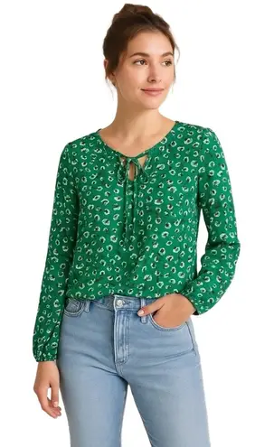 Fun2Fun Green Floral Print Long Sleeve Blouse Women’s Size M