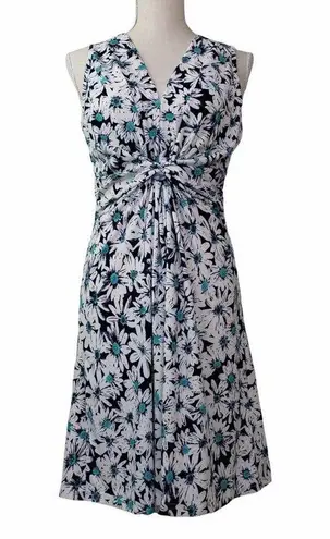 Papillon Womens M Daisy Print Knot Front Dress in Navy Daisy NEW