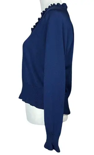 Givenchy 60s 70s Vintage Sport Preppy Blue V-Neck Ruffle Sweater. S/M. Old Money