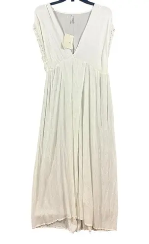 Raviya Macys NWT $58 white gauzy lace trim maxi swim cover