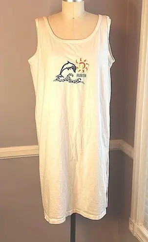 Tank dress beach coverup embroidered with Florida dolphin sun and ocean wave White Size undefined
