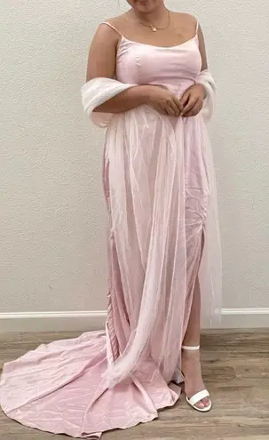 Macy's MACY’S - Light Pink Formal Dress w/ Slit and Trail + Shawl