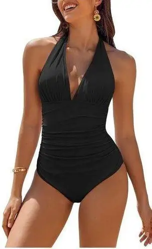 AI'MAGE Women's Halter One Piece Swimsuit 2024‎ Tummy Control Bathing Suit A