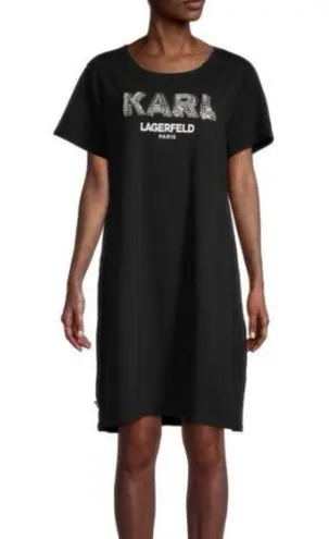 Karl Lagerfeld Paris Logo Rhinestone T Shirt Dress