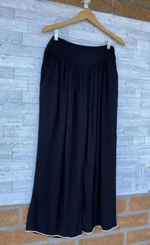 CAROLINA BENOIT MARRAKECH BLACK PANTS WITH PEARLED HEM SMALL Black