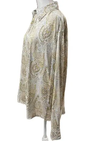 Elie Tahari Multicolor Paisley Print 100% Cotton Button Down Shirt Size XL