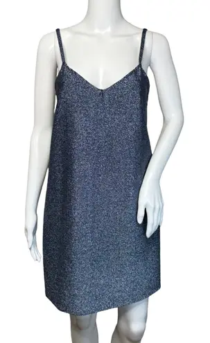 ZARA  Dress Womens Medium Sparkle Blue Mini Shift Dress‎ Glitter Party Cocktails
