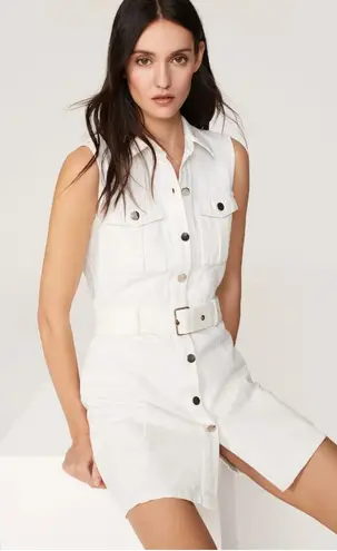 Area Stars Dress Womens Large White Denim Shirt Collared Snap Button Mini White