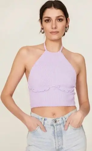 Self Portrait EUC Purple Knit Scallop Edge Halter Top Size Large $275