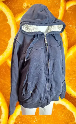 Green Tea Women's Navy Full-Zip Fleece Lined Pockets Front Long Sleeve Hoodie