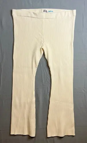 Future Collective Ribbed Sweater Pants Size 2X Cream Flare Leg Stretchy