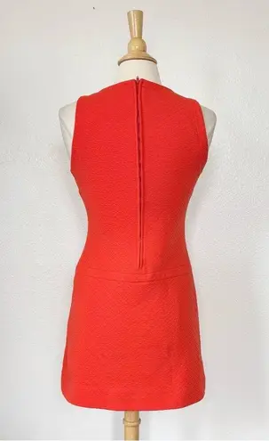 Corner House Vintage 70s Orange Preppy Mini Drop Waist Sleeveless Dress