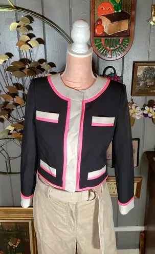 Milly Eva Cropped Jacket With Colorblock Design Small
