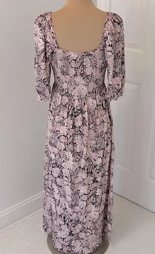 Something Navy Floral Smocked Maxi/Midi Dress Pink Navy