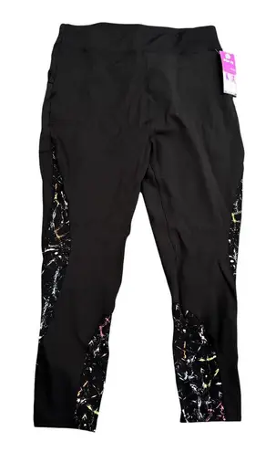Pop Fit Clothing Side Pocket Color Accent Leggings in Black, Size 4XL Black