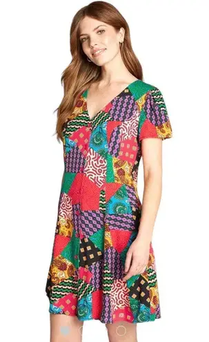 Dangerfield Patchwork Mini Dress Retro Vintage Inspired Floral Paisley Sz 4 New