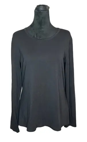 J. McLaughlin Long SLeeve Scoop Neck Black Tee Preppy Basics Large