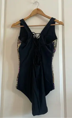 1Pc Swimsuit Ladies Tank Black Printed Side With Adjustable Back Tie Size XXL