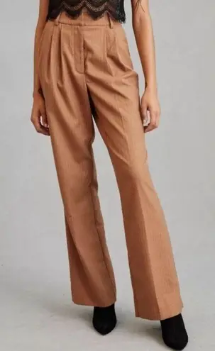 Favorite Daughter The Favorite High Rise Wide Leg Pants Camel Pinstripe 10