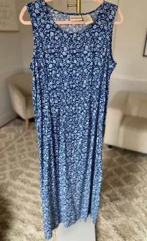 Vintage Expressions Tank Maxi Dress Ditsy Floral Cottagecore Summer Spring Boho Blue Size 14