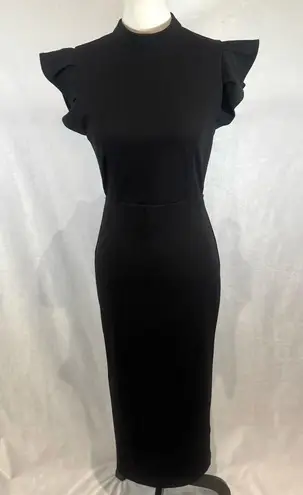 Petal and Pup black high neck flutter sleeve backless midi dress size 4