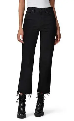 ASKK NY Crop Slim Wide Leg Jeans Raw Hem Black Resin Size 28 NEW