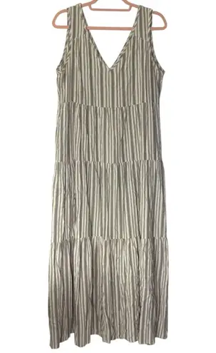 Cozy Casual Cozy Co. Striped Maxi Dress Sz Small Sleeveless Cotton Blend Pockets Beachy Boho