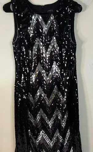Vintage Night Way Metallic Sequin Chevron Midi Dress