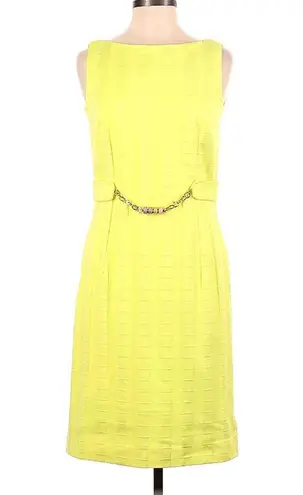 Milly Vintage 60s  of New York Canary Yellow Sheath Dress Beaded Chain Mod MCM 6