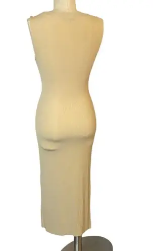 We Wore What Tan Ribbed Sleeveless Tank Midi T Shirt Dress Casual Small S