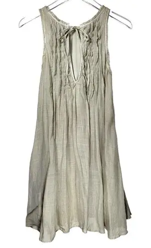 Wilfred Le Lou x Aritzia Pleated Gauzy Sleeveless Back Tie Mini Dress in Taupe