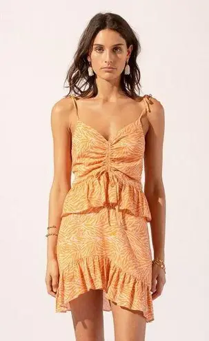 Suboo Sienna Printed Flounce Mini Dress Orange Womens Size XS