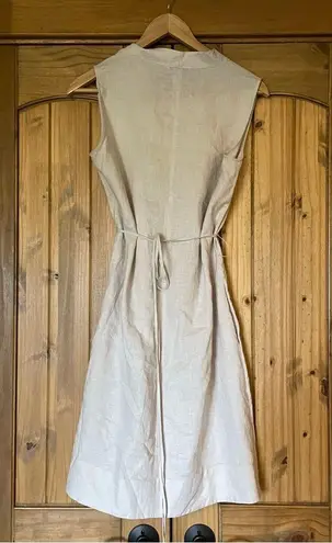 Neiman Marcus 100% Linen Chic Neutral Midi Summer Dress Size Small