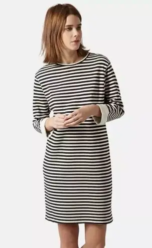 Topshop Black & White Striped Cuffed Sleeved Sweater Shift Dress