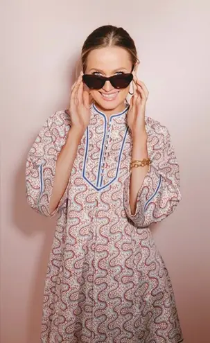 Tuckernuck NWT  Cotton Indre Bell Sleeve Mini Dress in Firecracker Boho Swirl.