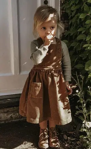 The Simple Folk Olive Green Corduroy Pinafore Size 5/6 Year New