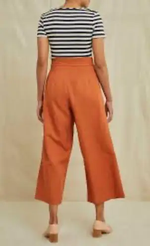 Amour Vert Frankie Cropped Wide Leg Cotton Linen Pants in Terracotta