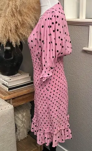 Faithfull the Brand Sylvie Smocked Polka Dot Mini Dress Size 6