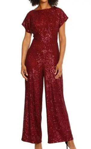 Maggy London NWT amber sequin jumpsuit in burgundy