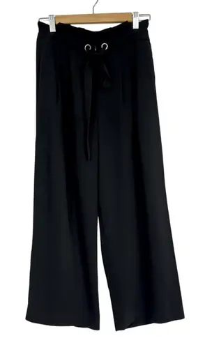 Tahari Black Wide Leg Trousers Dress Pants Women 4 Paperbag Waist Classic Preppy