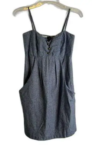 Source Unknown Spaghetti‎ Strap Halter Dress Blue Denim with Pockets Size Small