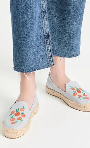 Soludos Women Anthropologie Clementine Embroidered Chambray Espadrilles sz 8.5