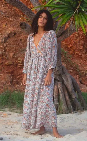 Daughters Of India Binita Apricot Maxi Dress Sz XL Orange