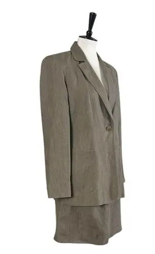 Brooks Brothers Suit A-line Skirt One Button Blazer Linen Tan Women’s Size 6