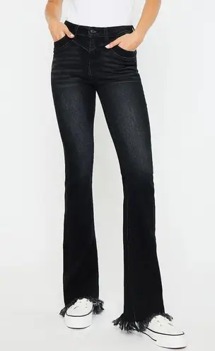KanCan Maurices High Rise Black Wash Frayed Hem Bootcut Jean 30